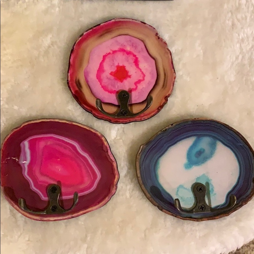 Wall hooks  faux agate set of three